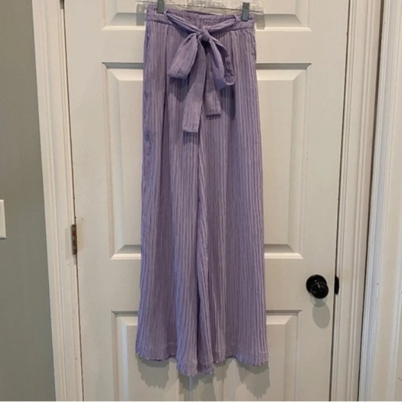 Bogdar charo pleated high waisted wide leg Flowy Pants Lavendar 16747 - Picture 3 of 16